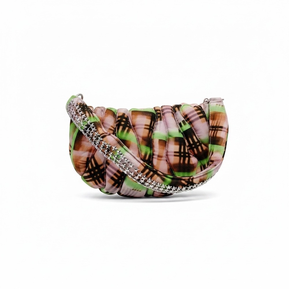 Collina Strada Molten Caterpillar Bag OS Pink Green Plaid Puff Star Studded